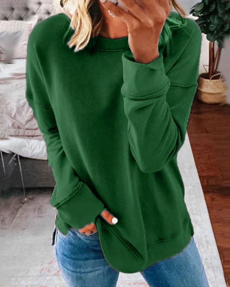 Marina | Relaxed Curved-Hem Crew Sweatshirt