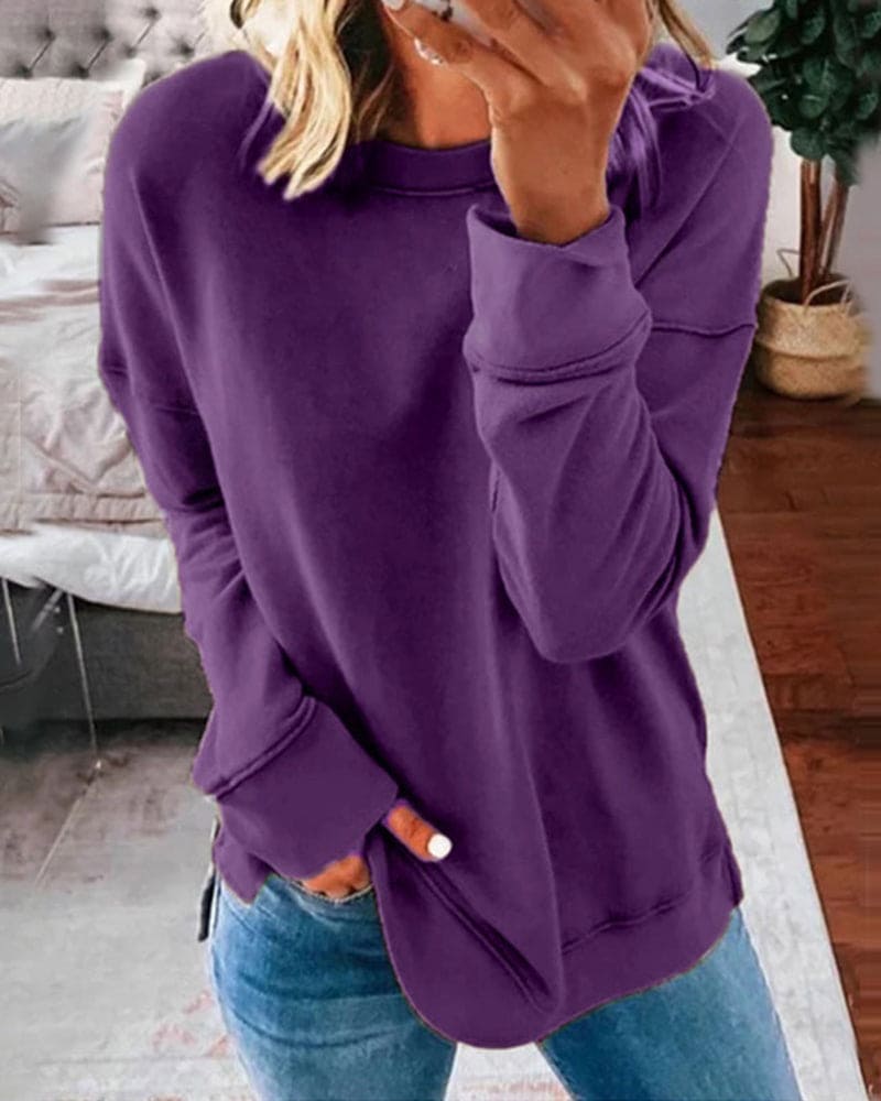 Marina | Relaxed Curved-Hem Crew Sweatshirt
