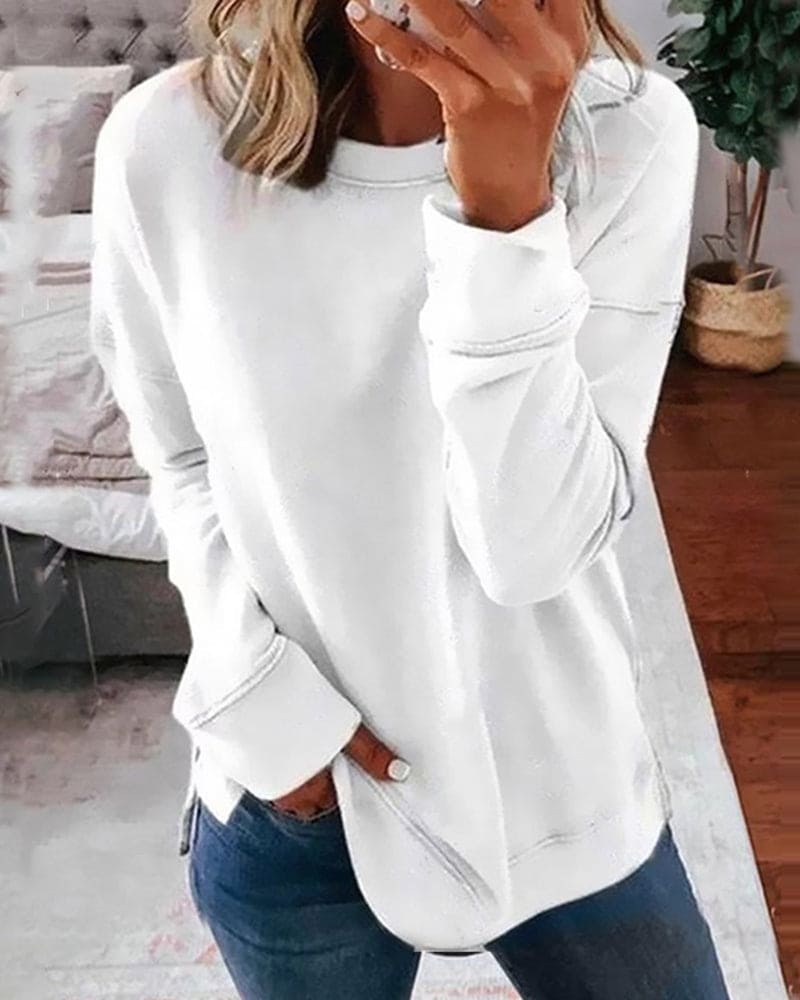Marina | Relaxed Curved-Hem Crew Sweatshirt