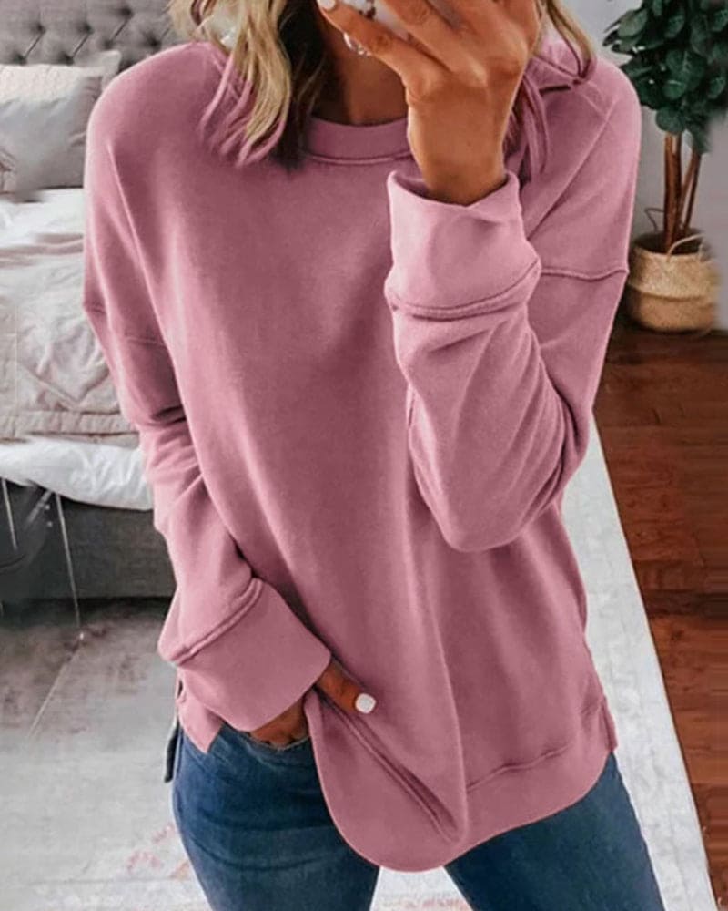 Marina | Relaxed Curved-Hem Crew Sweatshirt