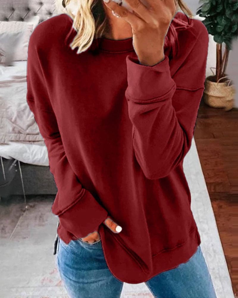 Marina | Relaxed Curved-Hem Crew Sweatshirt
