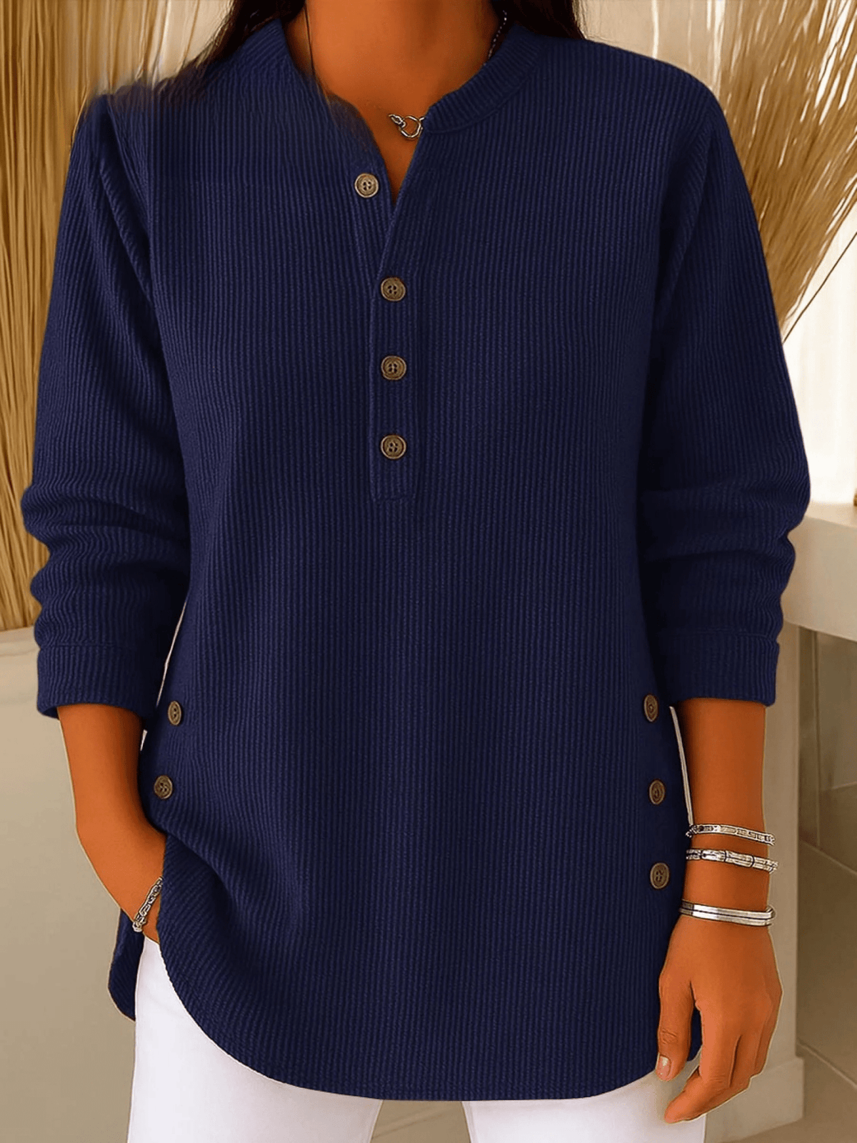 Clementine | Relaxed Ribbed Henley Tunic