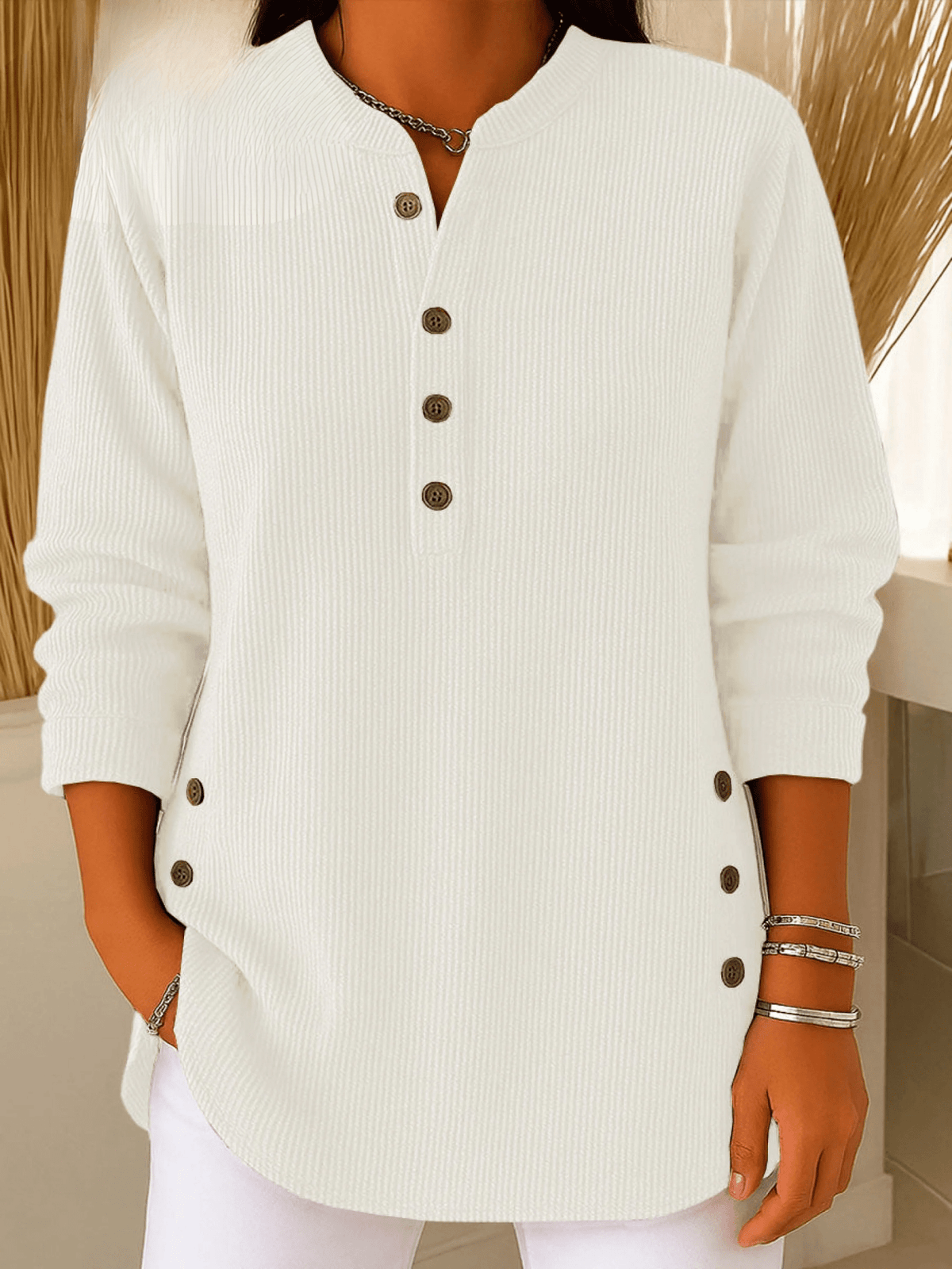 Clementine | Relaxed Ribbed Henley Tunic