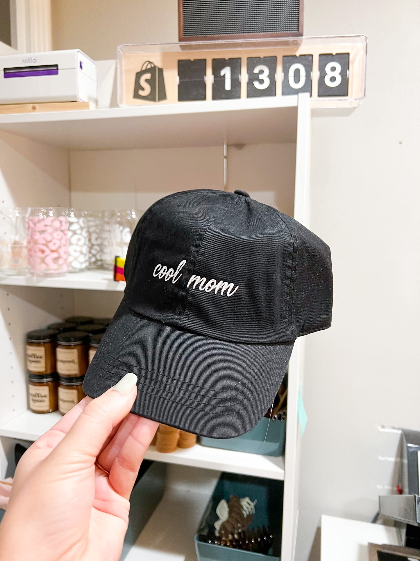 Cool Mom Black Embroidered Baseball Hat