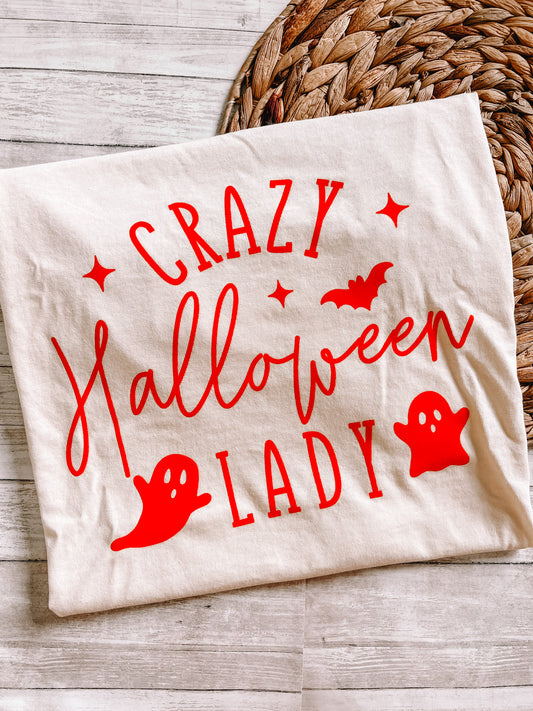 Crazy Halloween Lady Short Sleeve Shirt