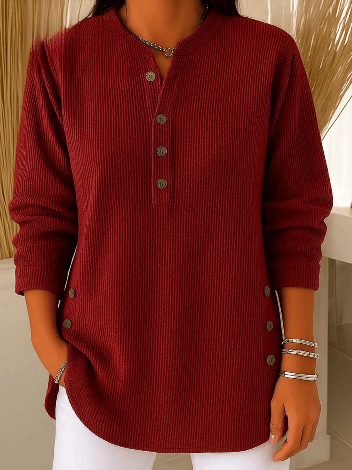 Clementine | Relaxed Ribbed Henley Tunic