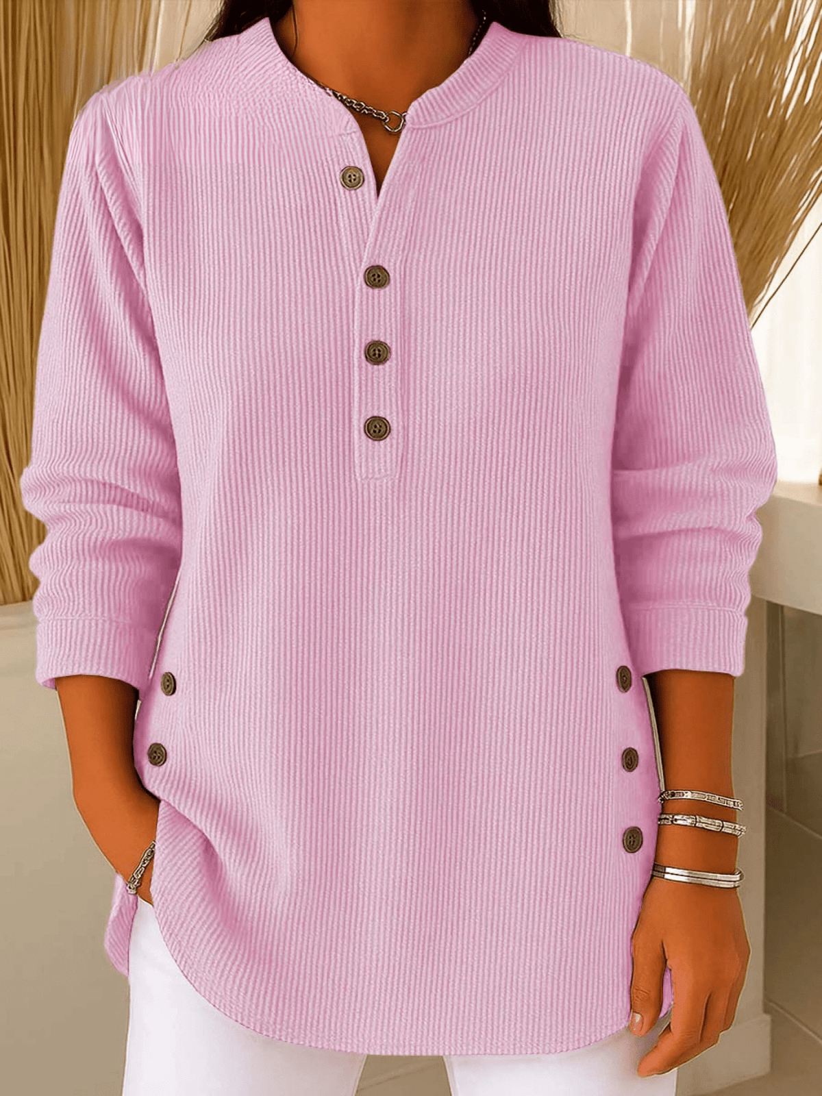 Clementine | Relaxed Ribbed Henley Tunic