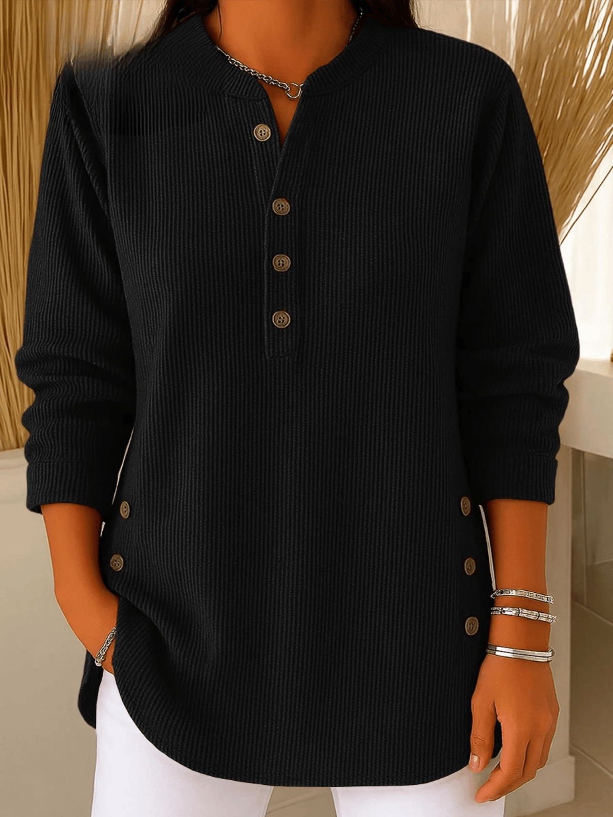 Clementine | Relaxed Ribbed Henley Tunic