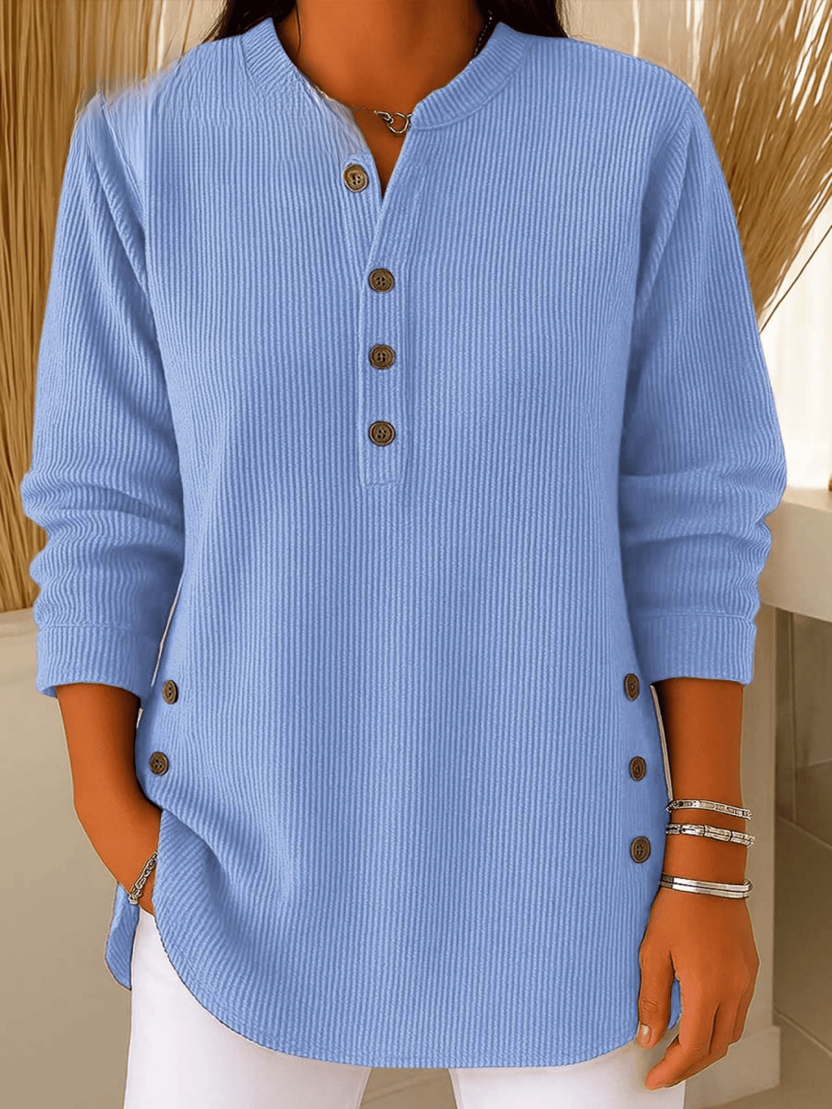 Clementine | Relaxed Ribbed Henley Tunic