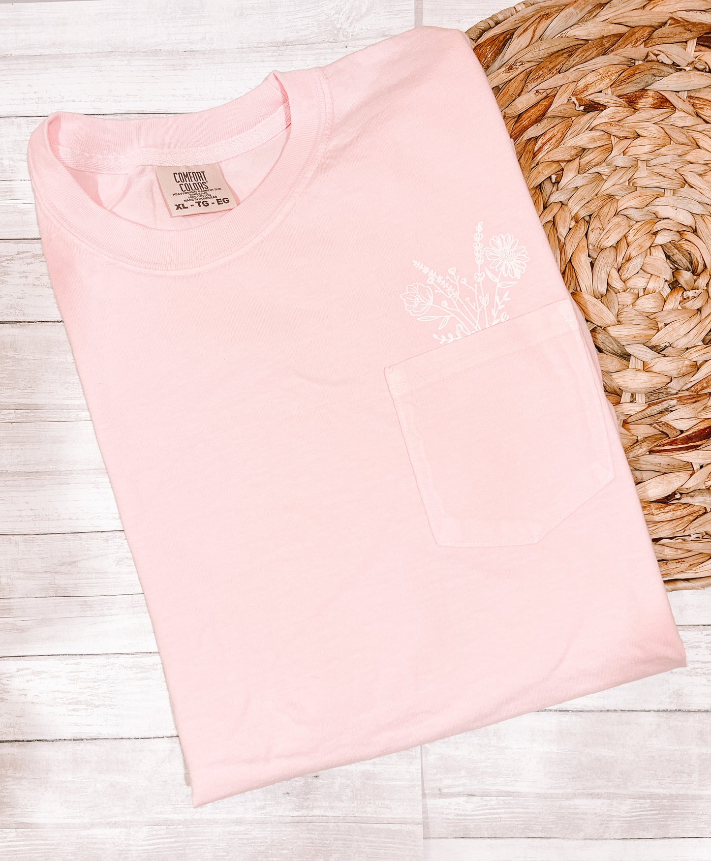 Pink Wildflower Pocket Short Sleeve Shirt