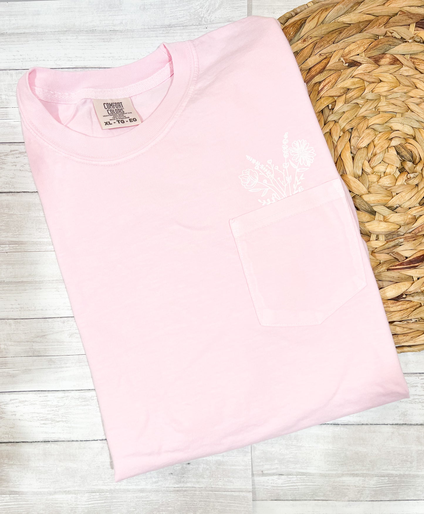 Pink Wildflower Pocket Short Sleeve Shirt