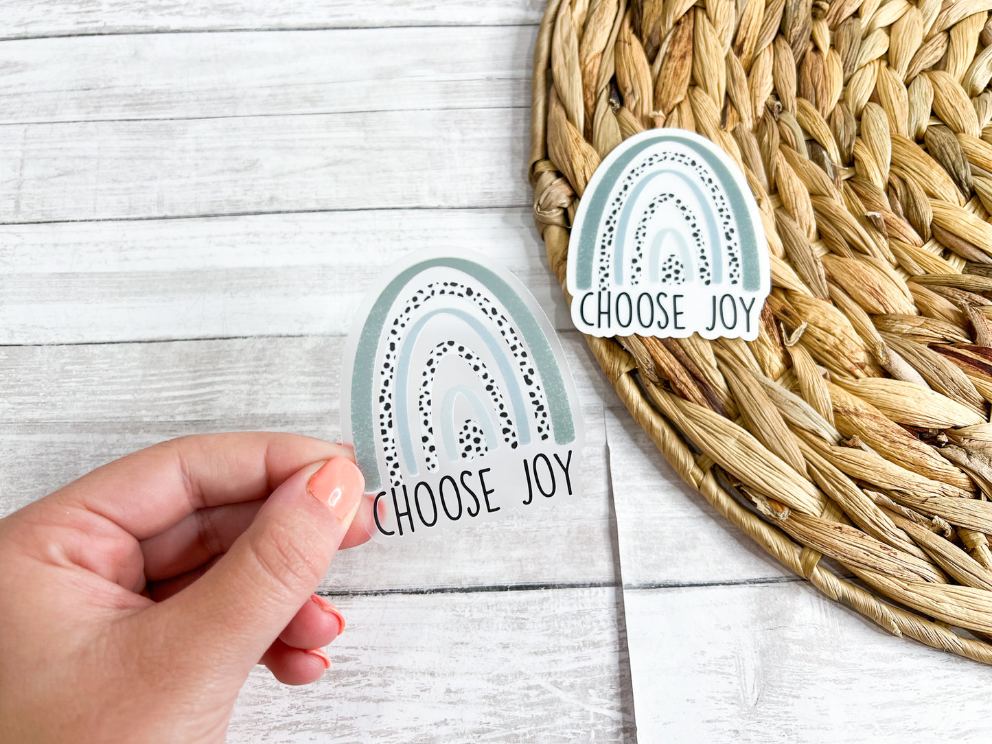 CLEAR Choose Joy Rainbow Sticker