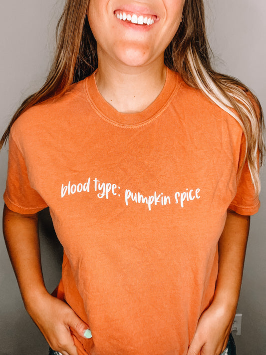 Blood Type: Pumpkin Spice Short Sleeve Shirt